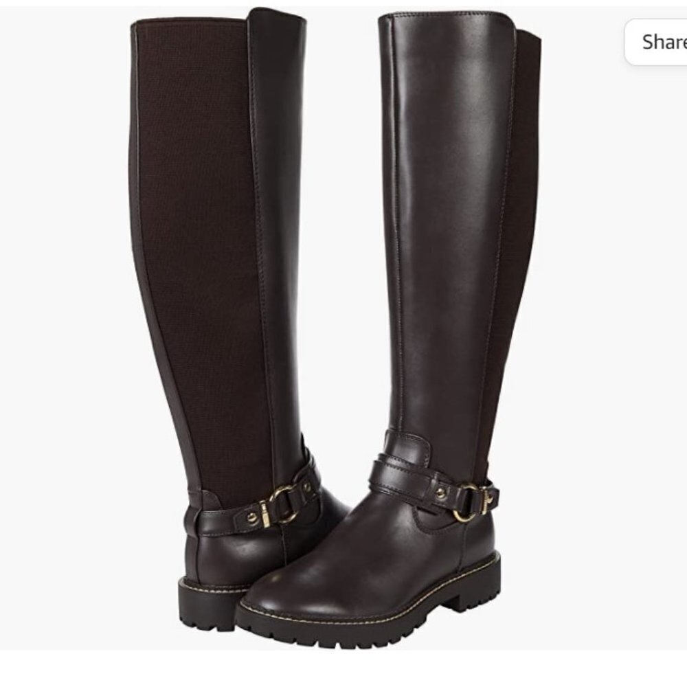 Tommy Hilfiger Jiola Lug Sole Riding Boots BLACK 5.5 NEW Equestrian